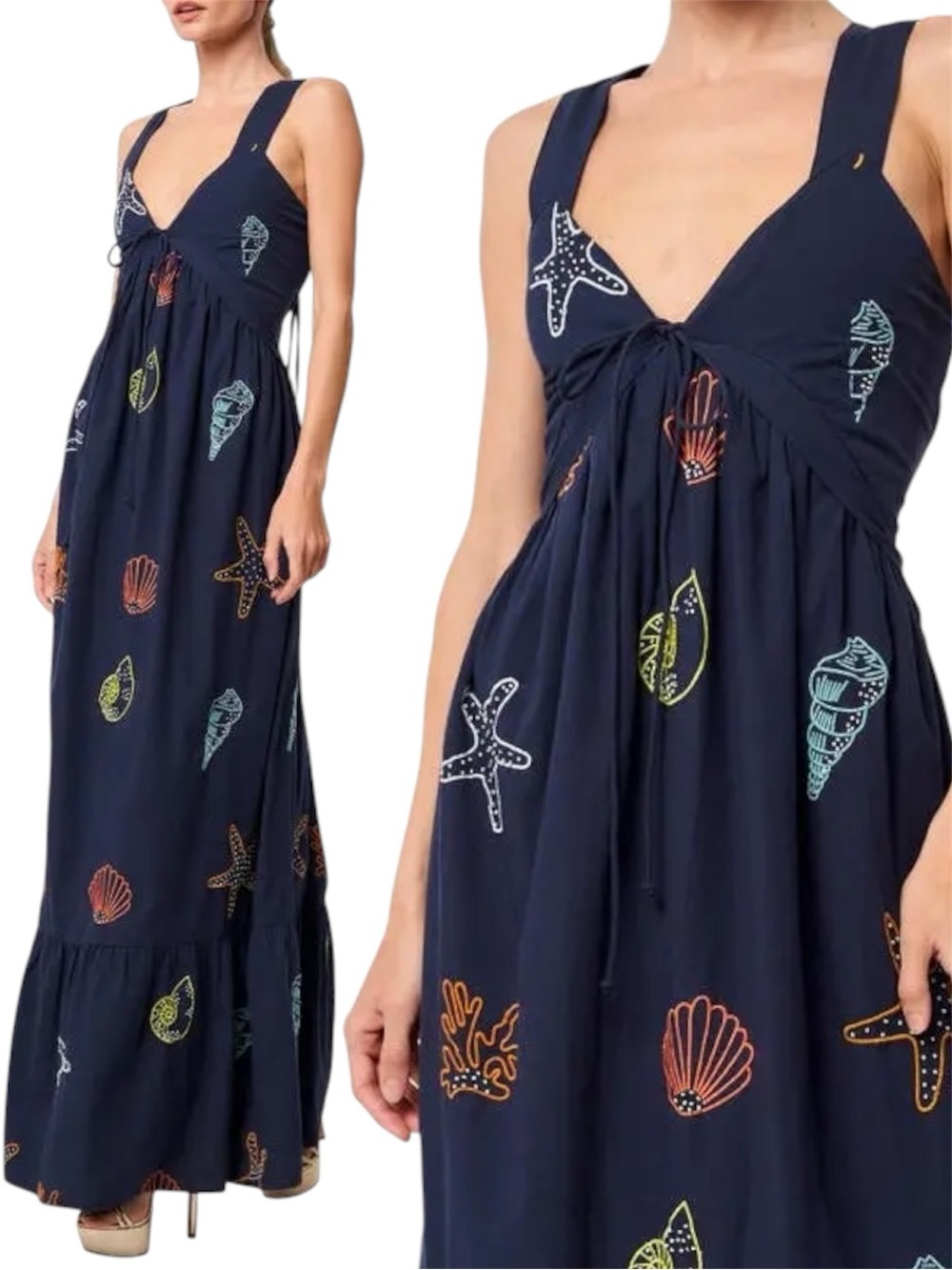 Nordstrom CIEBON Trina Embellished Cotton Maxi Dress Medium New With Tags
